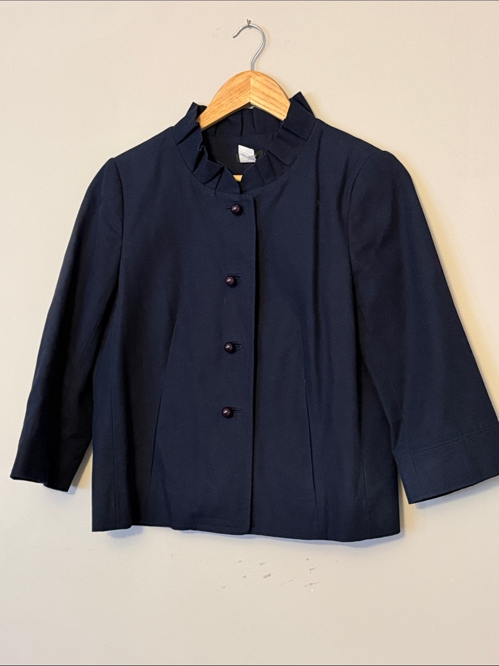 J. Crew Navy Structured Cropped Blazer